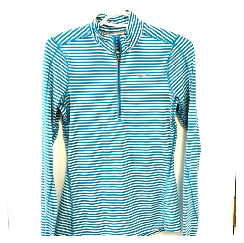 Rare 2000s Vault Dri Fit Long Sleeve Quarter Zip Top Blue Striped Shirt Rare New